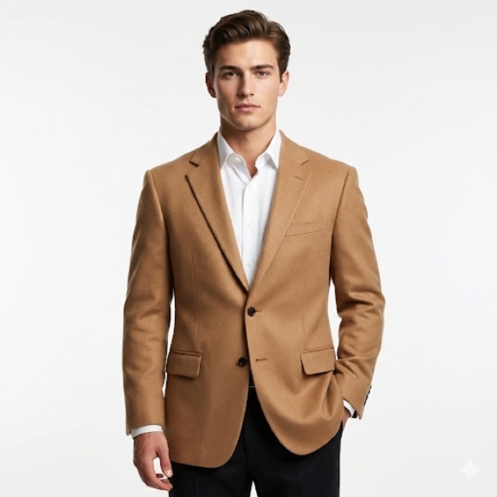 Oscar De La Renta Men’s 100% Wool Sport Coat Camel 43R